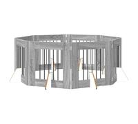 vidaXL Portillon pour chien avec supports 8 pcs Sonoma gris 60 x 60 cm, Clôture moderne pour chiens, design pliable, barrière pratique pour intérieur, diviseur d’espace fun