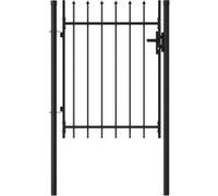 vidaXL Portillon simple porte avec dessus à pointe Acier 1x1,2 m Noir Noir G