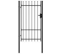vidaXL Portillon simple porte avec dessus à pointe Acier 1x1,75 m Noir