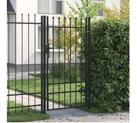 vidaXL Portillon simple porte avec dessus à pointe Acier 1x1,75 m Noir