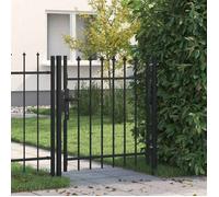 vidaXL Portillon simple porte avec dessus à pointe Acier 1x1 m Noir