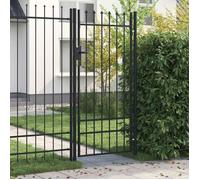 vidaXL Portillon simple porte avec dessus à pointe Acier 1x2 m Noir