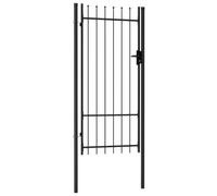 vidaXL Portillon simple porte avec dessus à pointe Acier 1x2 m Noir Noir G