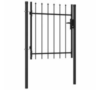 vidaXL Portillon Simple Porte avec Dessus à Pointe Portail de Jardin Porte de Jardin Barrière de Jardin Terrasse Patio Extérieur Acier 1x1 m Noir