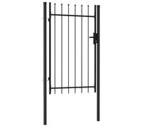vidaXL Portillon Simple Porte avec Dessus à Pointe Portail de Jardin Porte de Jardin Barrière de Jardin Terrasse Patio Extérieur Acier 1x1,5 m Noir