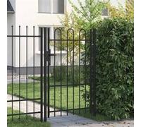 vidaXL Portillon simple porte avec dessus arqué Acier 1x1,5 m Noir Noir G