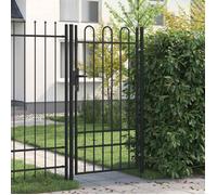 vidaXL Portillon simple porte avec dessus arqué Acier 1 x 1,75 m Noir