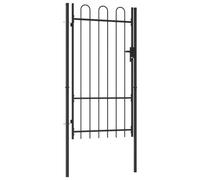 vidaXL Portillon simple porte avec dessus arqué Acier 1x1,75 m Noir Noir G