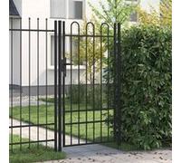 vidaXL Portillon simple porte avec dessus arqué Acier 1 x 1,75 m Noir