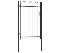 vidaXL Portillon Simple Porte Boxtel avec Dessus Arqué Portail de Jardin Porte de Jardin Barrière de Jardin Terrasse Patio Extérieur Acier 1x1,5 m Noir