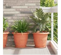 vidaXL Pot à fleurs rond 6 pcs Rouge brique Ø 26 x 21 5 cm Plastique Balcon Design cylindrique Esthétique moderne 42020283