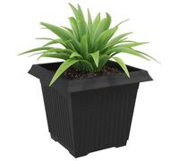 vidaXL Pot de Fleurs Carré 24 pcs Noir 28,5 x 28,5 x 22 cm Plastique, Balcon, Carré, Moderne, Durable, Léger, Solutions idéales pour Votre Espace extérieur, Options Personnalisables et polyvalentes