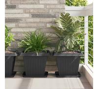 vidaXL Pot de Fleurs Carré 24 pcs Noir 38 x 38 x 30 cm Plastique, Balcon, Carré, Moderne, Durable, Léger, Solutions idéales pour Votre Espace extérieur, Options Personnalisables et polyvalentes