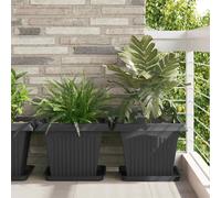Vidaxl Pot De Fleurs Carré 24 Pcs Noir 43 X 43 X 33.5 Cm Plastique