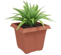 vidaXL Pot de Fleurs Carré 24 pcs Rouge Brique 33 x 33 x 26 cm, Balcon, Carré, Moderne, Durable, Léger, Solutions idéales pour Votre Espace extérieur, Options Personnalisables et polyvalentes