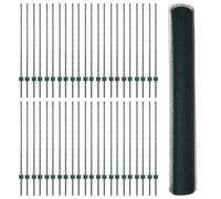 Poteaux De Clôture Vidaxl 11 Pcs U-Channel Vert 120 Cm Acier, Clôture Hexagonale Vidaxl Verte 1.2x100 M Acier