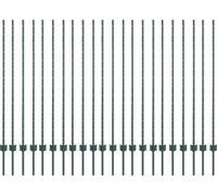 vidaXL Poteaux de clôture argent 22 pcs vert acier