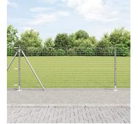 vidaXL Poteaux de clôture 42004318 plaques de base 7 pièces Ø32 mm 90 cm acier galvanisé Gris G