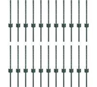vidaXL Poteaux de clôture Manuelle 22 pcs Vert Acier