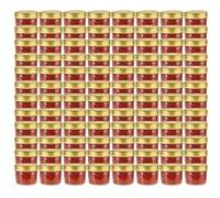 vidaXL Pots à confiture avec couvercle doré 96 pcs Verre 110 ml Or G