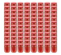 Vidaxl Pots À Confiture Avec Couvercle Rouge 96 Pcs Verre 230 Ml