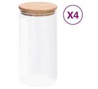 vidaXL Pots de conservation en verre couvercle en bambou 4 pcs 1200 ml