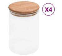 Vidaxl Pots De Conservation En Verre Couvercle En Bambou 4 Pcs 800 Ml