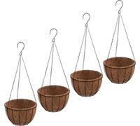 vidaXL Pots de fleurs 4 pcs. avec inserts en coco Noir Ø 35x52 cm Acier