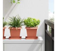 Vidaxl Pots De Plantes 24 Pcs Rouge Brique 16 X 16 X 14 Cm Plastique