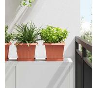 Vidaxl Pots De Plantes 6 Pcs Rouge Brique 23 X 23 X 17,5 Cm Plastique