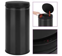 Vidaxl Poubelle à Capteur Automatique 70 L Acier Au Carbone Noir
