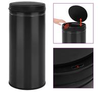 Vidaxl Poubelle À Capteur Automatique 80 L Acier Au Carbone Noir