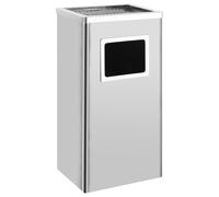 Poubelle à Cendrier d'Hôtel Poubelle de Recyclage Ordure Déchet Extérieur Ecole Unité Bureau Restaurant Hôpital Acier Inoxydable Argenté 45 L