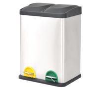 vidaXL Poubelle à Ordures Acier Inoxydable 2x18 L Panier Corbeille à Ordures Acier G