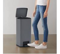 Poubelle à pédale anti-empreinte 30 L Gris Acier inoxydable