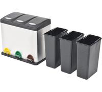 vidaXL Poubelle à pédale recyclée en acier inoxydable 24 L