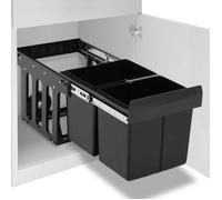 vidaXL Poubelle de cuisine tiroir coulissant sous-évier 36 L fermeture en douceur deux bacs séparés