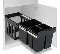 vidaXL Poubelle de cuisine amovible 51182 – 48 L – fermeture en douceur – Noir G