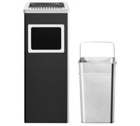 vidaXL Poubelle avec cendrier Hotel 36 L acier noir