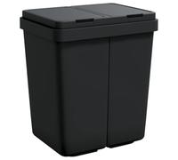 vidaXL Poubelle double anthracite 2x25 L, poubelle de cuisine double, bac de recyclage double, poubelle à deux compartiments