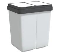 vidaXL Poubelle double blanc 2x25 L, poubelle de cuisine double, bac de recyclage double, poubelle à deux compartiments, poubelle de recyclage double