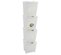 vidaXL Poubelles à ordures empilables 4 pcs Blanc 100 L Polypropylène 152201