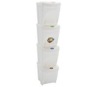 Vidaxl Poubelles Ã Ordures Empilables 4 Pcs Blanc 100 L Polypropylène