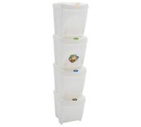 Vidaxl Poubelles à Ordures Empilables 4 Pcs Blanc 100 L Polypropylã¿Ne