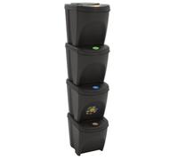 Vidaxl Poubelles À Ordures Empilables 4 Pcs Gris 100 L Polypropylène