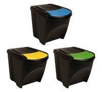 vidaXL Poubelles empilables – 3 pièces – 75 L – Anthracite