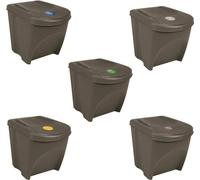 vidaXL Poubelles empilables 3 pcs. Gris 75 L Polypropylène