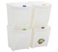 vidaXL Poubelles empilables 4 pcs. Blanc 100 L Polypropylène