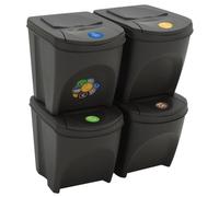 vidaXL Poubelles empilables 4 pcs. Gris 100 L Polypropylène