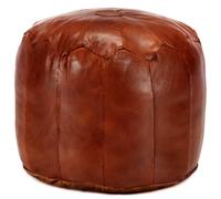 Vidaxl Pouf 40 X 35 Cm Brun Roux Cuir Véritable De Chèvre Marron
